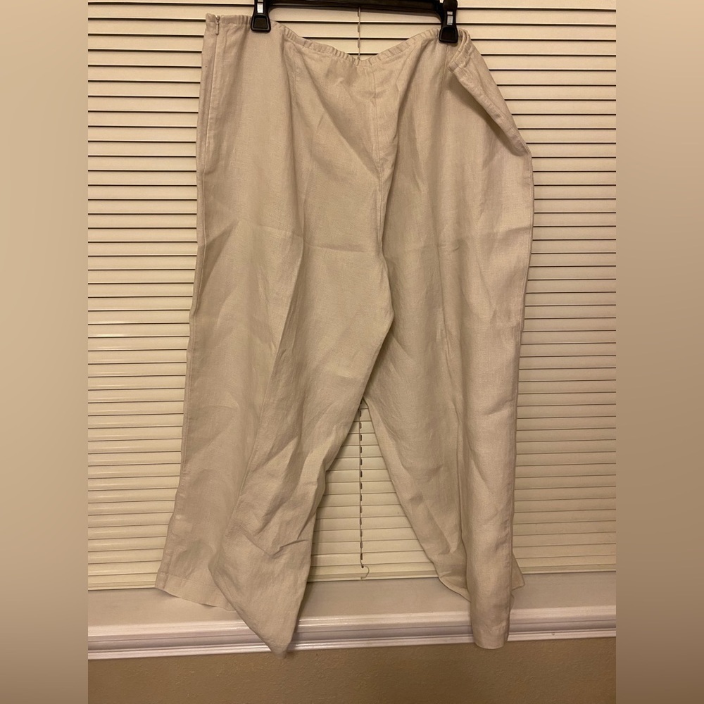 NWOT Eileen Fisher 100% Linen Organic Wide Leg Capris, Size XL
